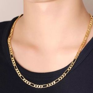 New 18k gold plated figaro chain necklace